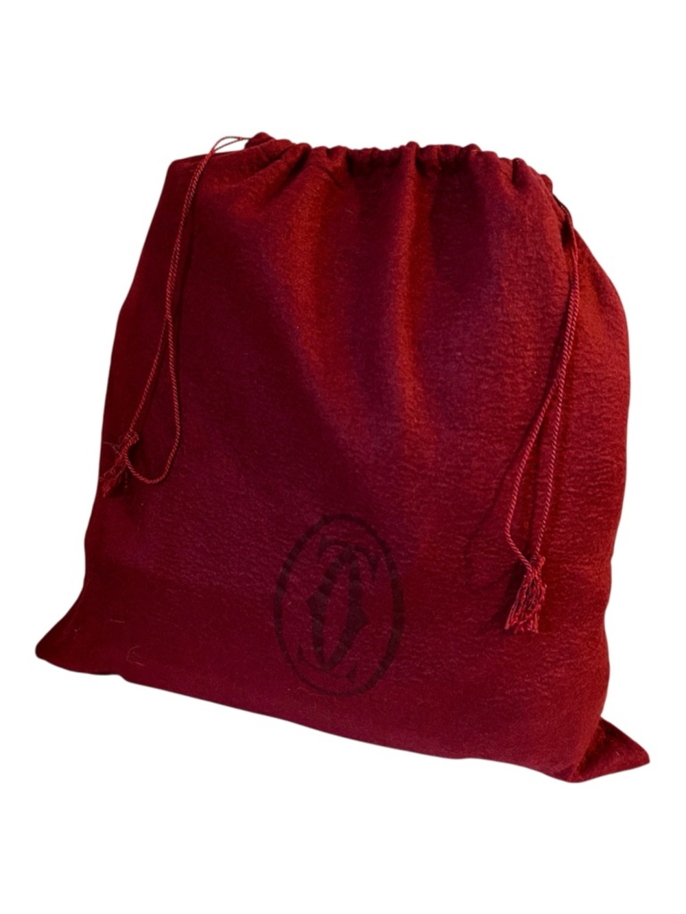 VTG Cartier Burgundy Dark  Red Dust Bag with Drawstring EUC 16”x16” Large